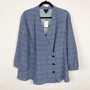 J. Jill Wearever Geometric Print Wrap Top Blouse Plus Womens 2X NWT